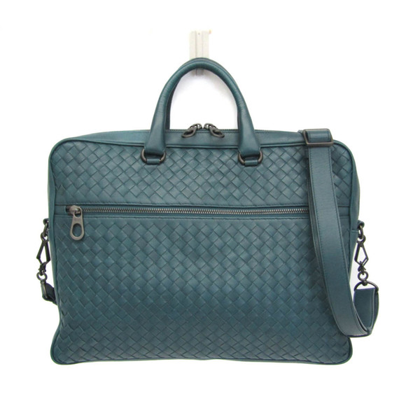 Bottega Veneta Intrecciato Men's Leather Briefcase,Document Case Dark Green - Picture 1 of 10